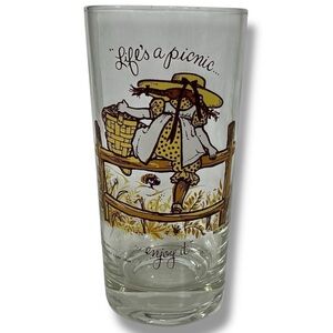 Vintage Holly Hobbie 1969 Drink Glass Life’s A Picnic Enjoy it